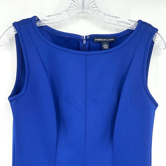 American Living Royal Blue Sleeveless Knit Dress Size 6 Fit & Flare Knee Length - Picture 3 of 13